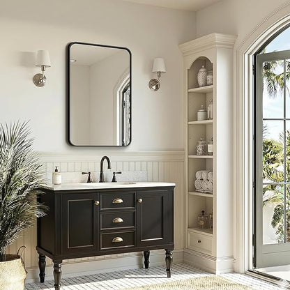 FICTOR Bathroom Mirror for Over Sink, 20"x30" Vanity Mirror for Wall, Black | Shatterproof Tempered Glass, Anti-Rust Frame, Vertical/Horizontal Mounting, Wall Mirror for Bedroom, Living Room, Entryway
