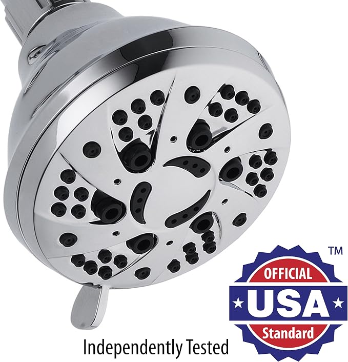 AquaDance Chrome Finish 6-Setting Shower Head for Maximum Power. Enjoy 1.8 GPM Spiral High Performance Luxury Even Under Low Water Pressure