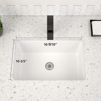 Dcolora Undermount Bathroom Sink Rectangle 18"x12" White Porcelain Ceramic Rectangular Vessel Sink Under Counter Lavatory Vanity Bath Sink Bowl Basin With Overflow