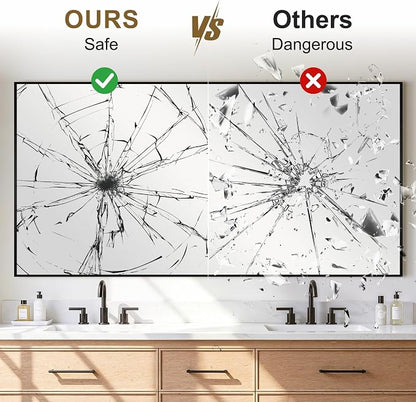 Bathroom Vanity Mirror for Over Sink, 60x30 Inch Matte Black Mirror | Shatterproof Tempered Glass, Anti-Rust Metal Frame, Rectangle Wall Mirrors for Bedroom, Living Room & Entryway