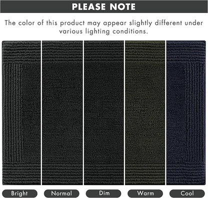 Madison Park Splendor Reversible 100% Cotton Bath Rug, 24 x 44, Black | Tufted Bathroom Mat, 3000 GSM, Hotel Quality, Luxurious Plush, Medium Pile, Absorbent, Quick Dry, OEKO-TEX, Shower Room Décor