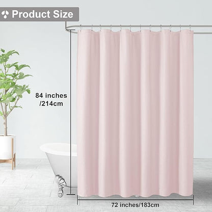OVZME Berry Pink Extra Long Shower Curtain 72 x 84 Inch, 3D Embossed Textured Fabric Shower Curtain for Bathroom, Hotel Spa Bathroom Curtains, Water Repellent Machine Washable