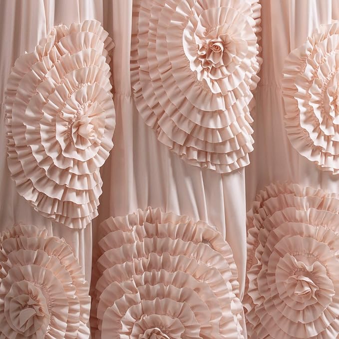Lush Decor Serena Shower Curtain, 72" W x 72" L, Blush -Ruffled Bathroom Curtain - Pink Fabric Shower Curtains - Coquette Decor