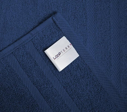 Looperry 6 Pack Small Bath Towel Set - 100% Cotton 23x46 Shower Towels 450 GSM. Lightweight & Absorbent, Soft & Quick Dry. Use for Pet Drying, Gym, Spa, Salon & More. Terry Ringspun Towels (Navy)
