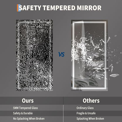 LED Bathroom Mirror 50 x 26 inch, Lighted Bathroom Vanity Mirror with Front Light and Backlit LED, Frameless Wall Mounted Bathroom Mirror with Adjustable Color Temperature