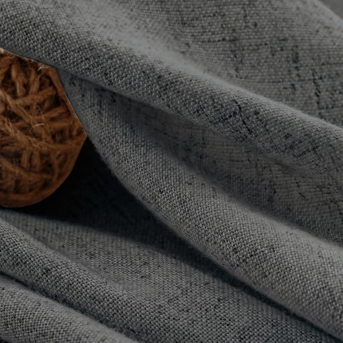 Farmhouse Shower Curtain Ruffle Linen Flax Dark Gray 72" W x 72" L | Linen Fabric, Farmhouse Boho, Bottom Ruffle, Rustic, Country, Natural Look, Washable, Shower Curtain for Bathroom Bathtub