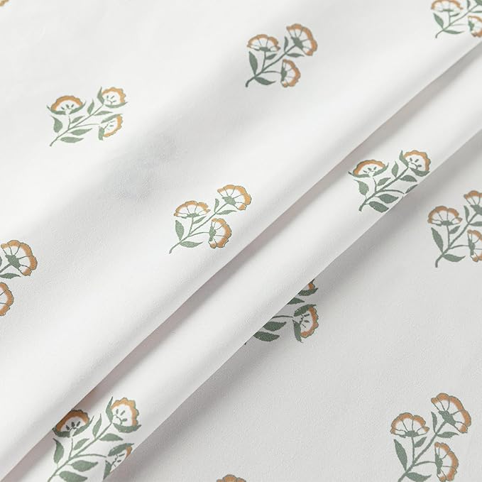 Stall Small Shower Curtain 36x72 for RV,Boho Orange Floral Waterproof Fabric Half Size Narrow Shower Curtains for Dorm Camper