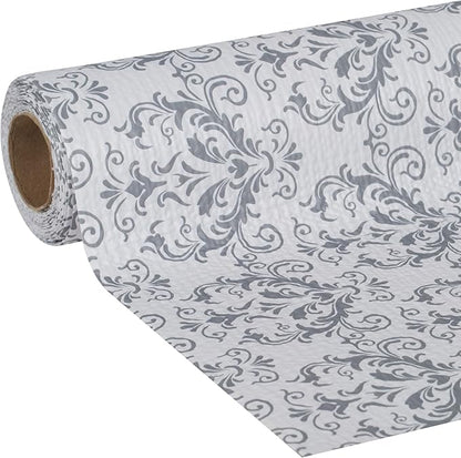 Smooth Top EasyLiner for Cabinets & Drawers - Easy to Install & Cut to Fit - Shelf Paper & Drawer Liner Non Adhesive - Non Slip Shelf Liner - 20in. x 6ft. - 6 Roll Project Pack - Gray Damask
