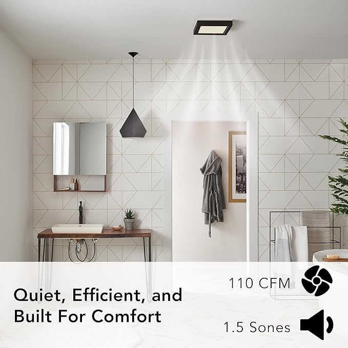 Broan® 110 CFM Decorative Bathroom Exhaust Fan with LED Light and Matte Black Trim, ENERGY STAR® certified