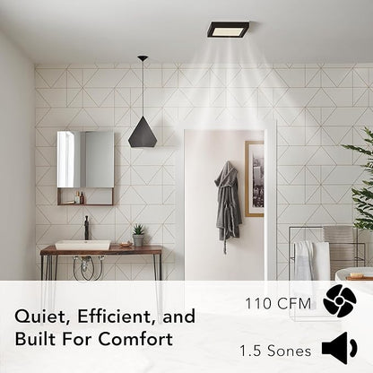 Broan® 110 CFM Decorative Bathroom Exhaust Fan with LED Light and Matte Black Trim, ENERGY STAR® certified