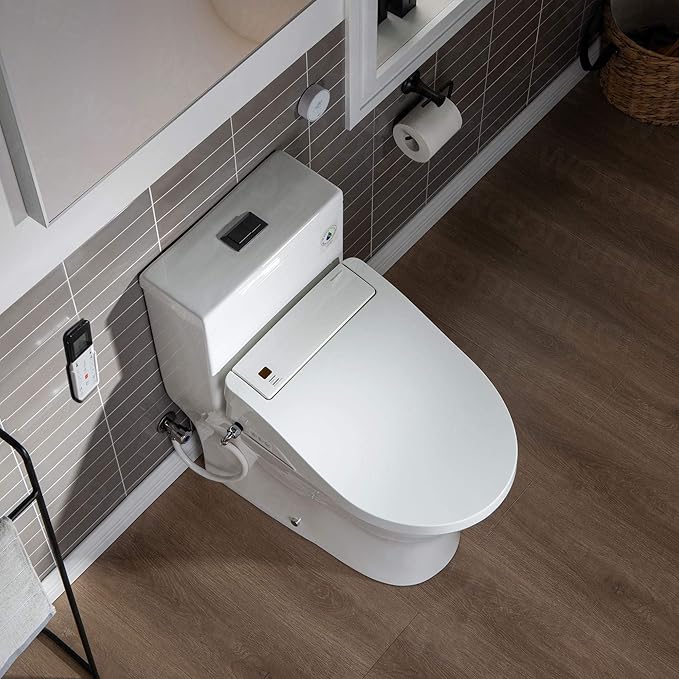 WOODBRIDGE One Piece 1.1GPF/1.6 GPF Dual Flush Elongated Toilet with Advance Smart Toilet in White