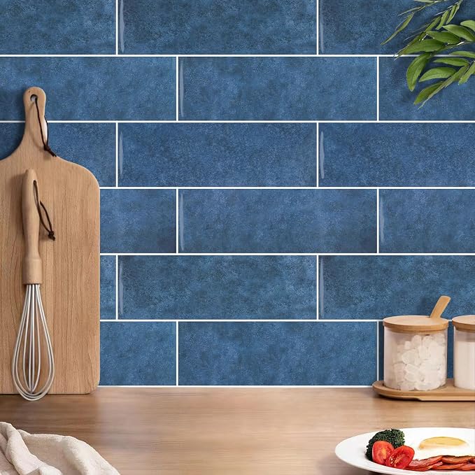 Tilingview 10PCS Peel and Stick Backsplash for Kitchen, 3"x 9" Self-Adhesive Vinyl Gel Subway Tile, Wall Tile for Home Decoration (Dark Blue)