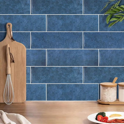 Tilingview 10PCS Peel and Stick Backsplash for Kitchen, 3"x 9" Self-Adhesive Vinyl Gel Subway Tile, Wall Tile for Home Decoration (Dark Blue)