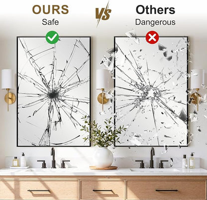 Bathroom Vanity Mirror for Over Sink, 36x24 Inch Matte Black Mirror | Shatterproof Tempered Glass, Anti-Rust Metal Frame, Rectangle Wall Mirrors for Bedroom, Living Room & Entryway
