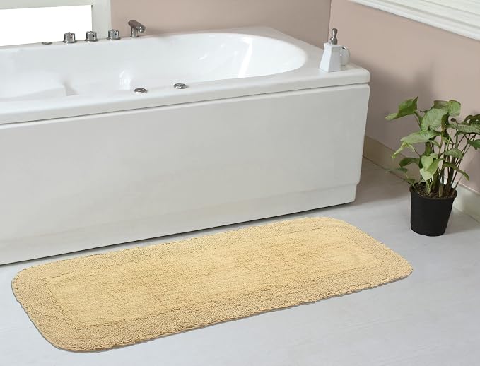 Home Weavers Radiant Collection 100% Cotton Bathroom Rugs Set, Washable Rug, Soft Cotton Extra Soft and Absorbent Bath Rug, Kitchen Mat, Bath Mat Set, Bath Floor Mat Non Slip, 21"x54" Runner, Yellow