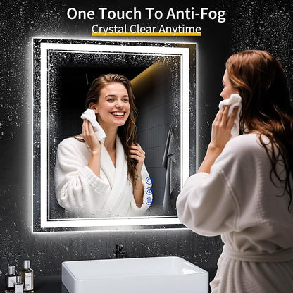 32"x28" LED Bathroom Mirror with Lights,Anti-Fog,3 Color Modes