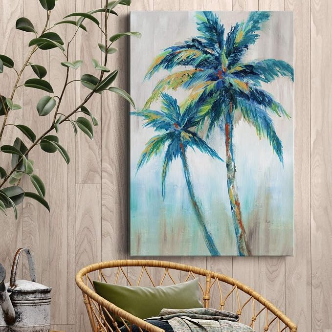 Renditions Gallery Canvas Nature Wall Art Home Decorations Paintings Colorful Palm Trees Abstract Canvas Wall Hanging Artwork Prints for Living Room Office Home Kitchen - 8"x12" LT02