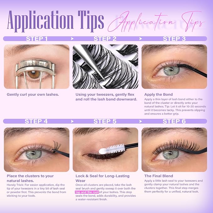 Lash Clusters 200pcs Individual Lashes 30D Cluster Eyelash Extensions 11-16mm Eyelash Clusters Lash Extensions for Self Application (30D, 0.07D, 11-16mm Refill)