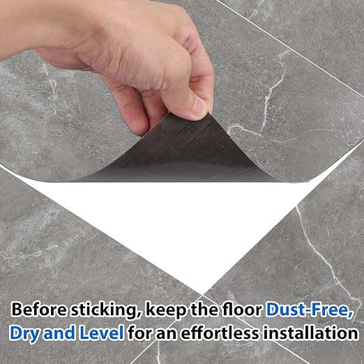 40 Sheet Vinyl Flooring 12”x12” Peel and Stick Floor Tile Waterproof Grey Marble Vinyl Floor Tiles Clearance Self Adhesive Floor Tiles Sticky Renter Laminate Flooring Stick on Bathroom Kitchen