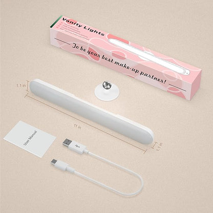 Wireless Vanity Lights for Mirror, Rechargeable Battery Operated Stick on Lamp, Adjustable Color Brightness & Angle Makeup Light, Cordless Magnetic LED Bar Renter Friendly Lighting Decor Gift