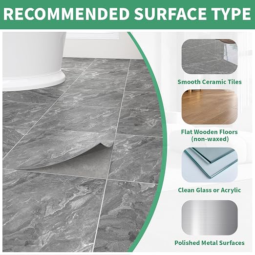 40-Pack Peel & Stick Floor Tiles 12 x 12 inch Vinyl Floor Self Adhesive Waterproof Flooring Planks DIY for Bathroom, Kitchen, Living Room, RV, Cover 40 Sq. Ft, Dark Grey Marble