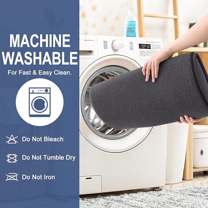 OLANLY Memory Foam Bathroom Runner Rug 45x27, Absorbent Long Mat, Dark Grey | Soft Quick Dry Bath Rugs, Non-Slip Carpet, Machine Washable Mat for Bathroom Floor, Tub and Shower, Home Decor Accessories