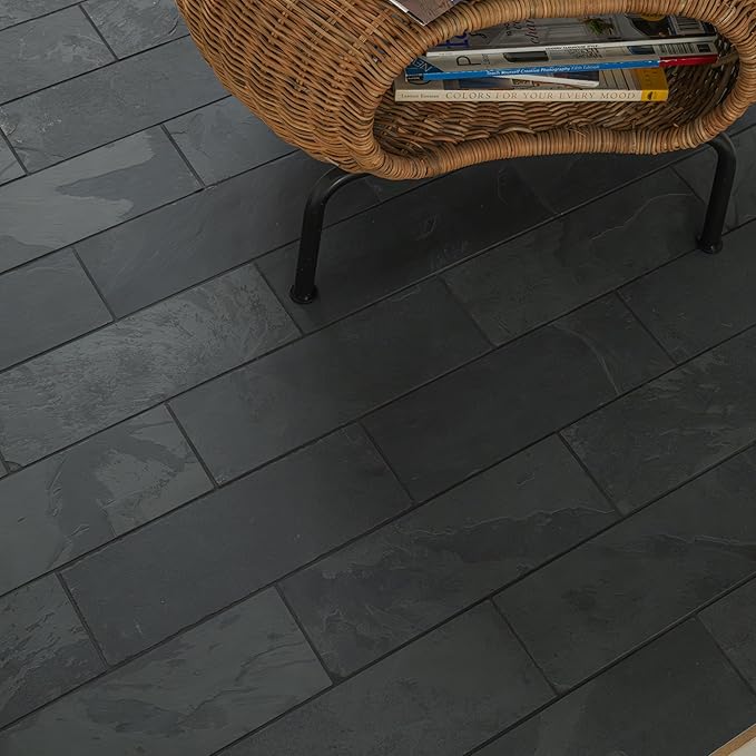 MSI Montauk Black 4 inch x 12 inch Gauged Slate Subway Tile for Kitchen Backsplash, Floor Tile, Wall Tile for Bathroom, Shower Wall Tile,