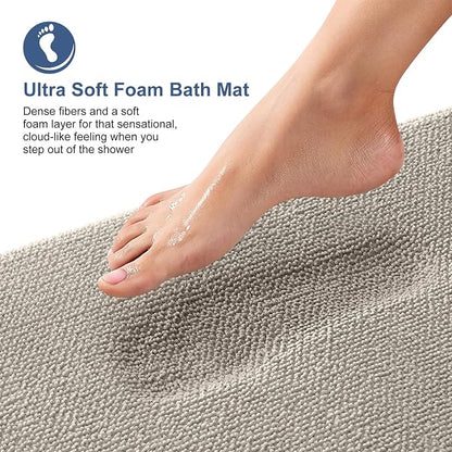 OLANLY Memory Foam Bathroom Runner Rugs 59x24, Long Bath Mats, Warm Taupe | Soft Quick Dry Bath Rugs, Non-Slip, Absorbent Machine Washable Mat for Bathroom Floor, Tub and Shower, Home Decor Accessories