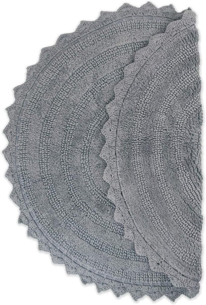 DII Crochet Collection Reversible Bath Mat, Round, 27.5" Diameter, Gray