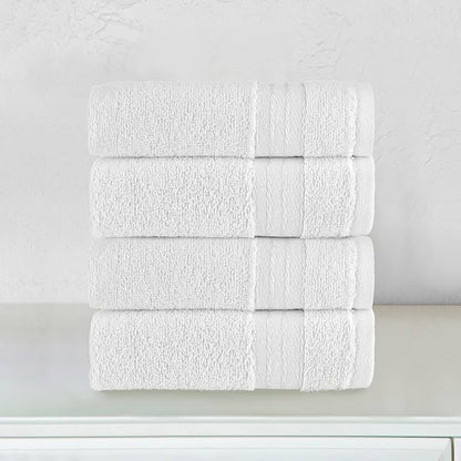 Elegant Comfort Premium Turkish Cotton 4 Pack Hand Towel Set - 16 x 28 inch, Luxurious Hotel Spa Quality 100% Turkish Cotton 4PC Hand Towel Set - Highly Absorbent - Soft Bathroom Towels, White