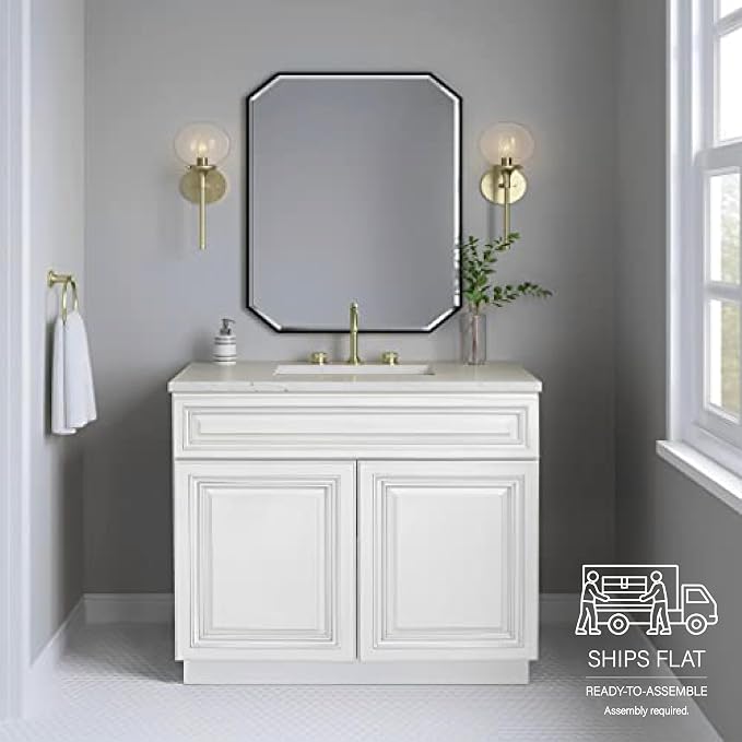 36" Antique White Bathroom Vanity Base – Ready-to-Assemble Sink Cabinet, Freestanding Bathroom Vanity Base Only, No Top or Sink