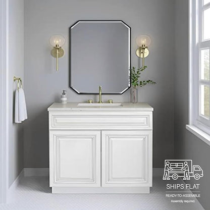 36" Antique White Bathroom Vanity Base – Ready-to-Assemble Sink Cabinet, Freestanding Bathroom Vanity Base Only, No Top or Sink