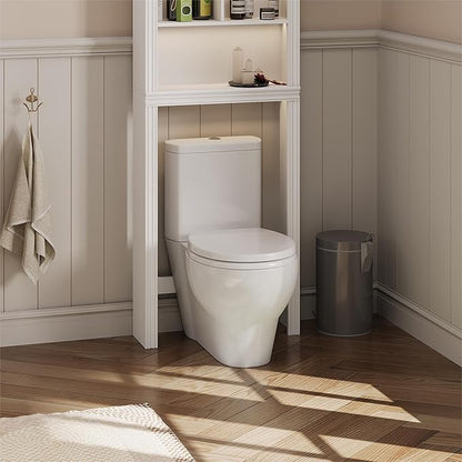 Garvee Toilet Seat Round – PP Full Flat Lid, Quick Release Hinges for Easy Removal & Cleaning, Standard Fit, White