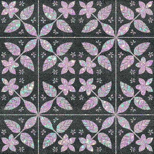 Purple Sparkle Floral Peel and Stick Floor Tiles 12x12 Inch 10PCS | Purple Printed Sparkle Floral self adhesive PVC vinyl tiles for kitchen bathroom entryway and indoor home decor