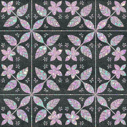 Purple Sparkle Floral Peel and Stick Floor Tiles 12x12 Inch 10PCS | Purple Printed Sparkle Floral self adhesive PVC vinyl tiles for kitchen bathroom entryway and indoor home decor