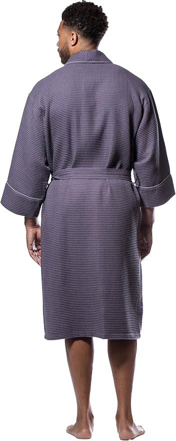Turquaz Womens Lightweight Waffle Kimono Bathrobe for Men - Soft Quick-Dry Spa & Summer Towel Robe, Cotton Blend
