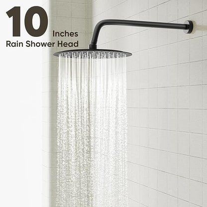 Gabrylly Shower System Black, Pressure Balance Shower Faucet Set, 10" Stainless Steel Rain Shower head with 5-Mode Handheld Shower Spray Combo,High Pressure Rainfall Shower Head Set, Matte Black