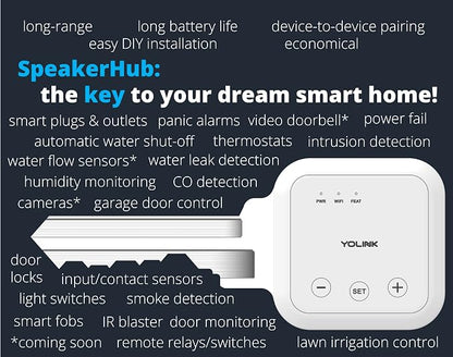YoLink Water Leak Sensor 2, 1/4 Mile World's Longest Range Smart Home Water Leak Sensor, Water Leak Detector with Built-in Siren Up to 105dB, Compatible with Alexa and IFTTT - SpeakerHub Included