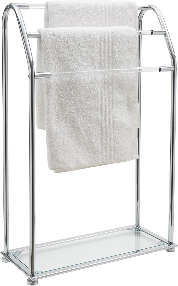 Organize It All 3 Bar Bathroom Towel Drying Rack & Holder with Shelf , Chrome, 62443W-1