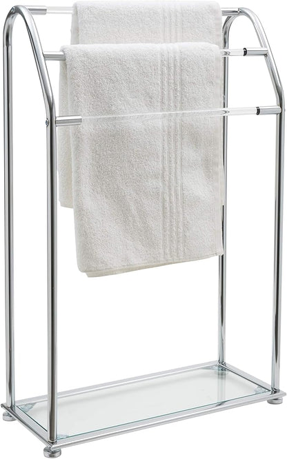 Organize It All 3 Bar Bathroom Towel Drying Rack & Holder with Shelf , Chrome, 62443W-1