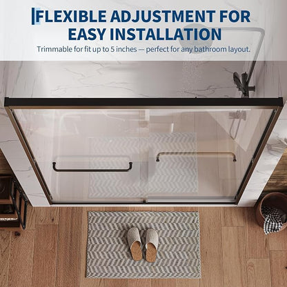 Garvee 56-60" W x 72" H Sliding Shower Door 1/4" Tempered Glass Double Bypass Enclosure with Trimmable Width and Easy Clean Nano Coating Matte Black