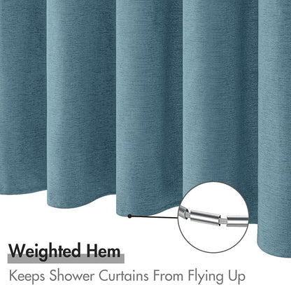 MIULEE Linen Fabric Shower Curtain Moonlight Blue W72*L72 12 Metal Hooks | Washable, Modern, Heavy Duty, Shower Curtain Set, Waterproof Thick Cloth Shower Curtains, Bathroom Bathtub
