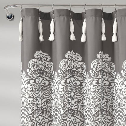 Lush Decor Boho Medallion Shower Curtain Single 72" W x 72" L Dark Gray - Boho Shower Curtains for Bathroom Decor - Gray Bathroom Curtain