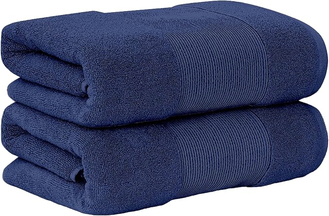 Modern Threads - Air Cloud 2-Pack 100% Zero-Twist Cotton Bath Sheet Set - Super Absorbent & Quick Dry - 500 GSM - Soft & Plush, Navy