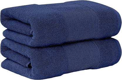 Modern Threads - Air Cloud 2-Pack 100% Zero-Twist Cotton Bath Sheet Set - Super Absorbent & Quick Dry - 500 GSM - Soft & Plush, Navy