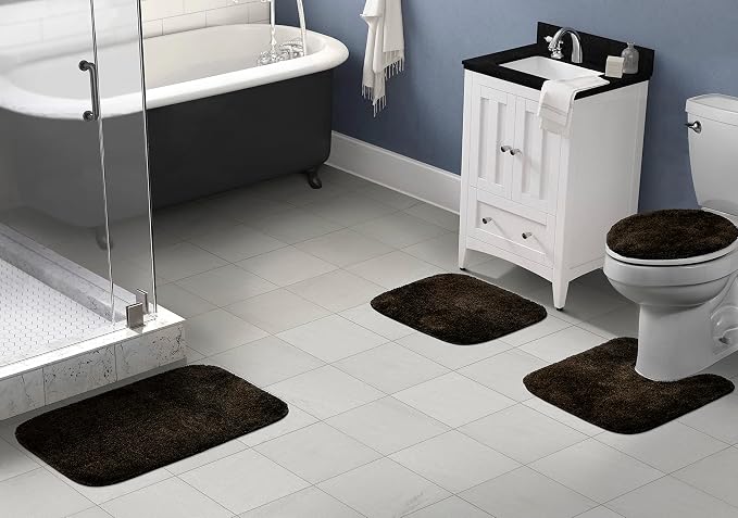 Garland Rug Traditional Bath Rug Set, 4-Piece, Chocolate