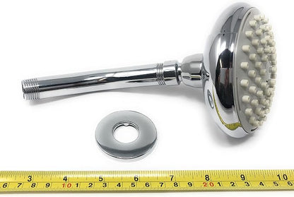 Showerhead 4" Chrome Appearance High or Low Pressure Water Saving Shower Head [3759] includes 3 removable flow restrictors and Teflon Tape