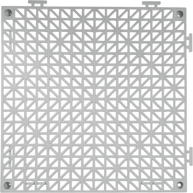 VEVOR Modular Interlocking Cushion, 12 Pack 12" x 12" Splicing Drainage Mats, Soft PVC Interlocking Drainage Floor Tiles, Non-Slip Drainage Holes for Restroom, Bathroom, Kitchen, Pool, Wet Areas, Gray