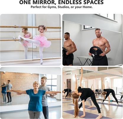 Home Gym Mirror for Wall, 60x25x2PCS Frameless Full Length Mirror, Silver | HD Shatterproof Glass, Easy Wall Mount, Large Body Mirrors for Home Gym, Workout, Bedroom, Garage