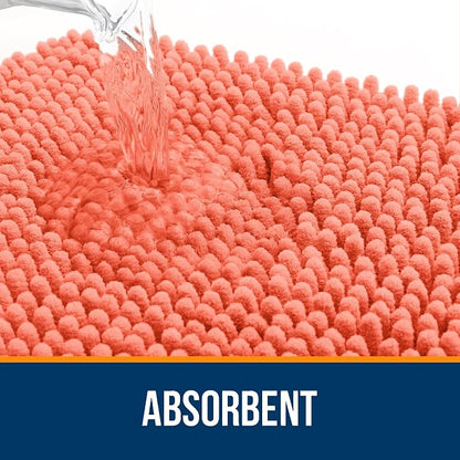 OLANLY Large Bathroom Rugs 70x46, Extra Soft Absorbent Chenille Bath Rugs | Coral, Quick-Drying Rubber Backing, Machine Washable Bath Mat for Bathroom Floor, Tub and Shower, Home Decor Accessories
